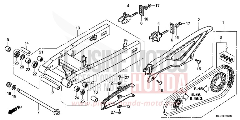 SWING ARM for NC700X ABS MAGNA RED (R201) from 2013